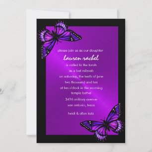 Bat Mitzvah Invitation Purple Butterfly