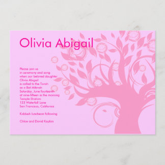 Bat Mitzvah Invitation Tree of Life Pink Sweet 16