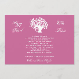 Bat Mitzvah Invitation Twins Sweet 16 Tree