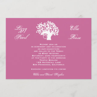 Bat Mitzvah Invitation Twins Sweet 16 Tree