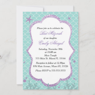 Bat Mitzvah Invitation Under The Sea Purple Teal