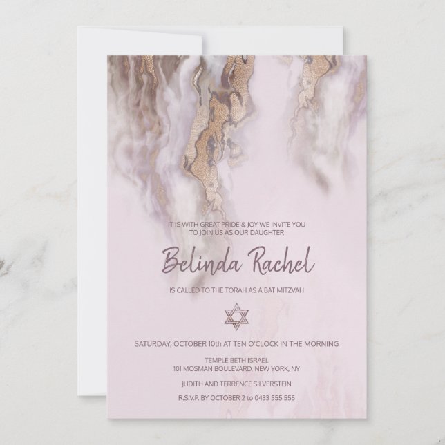 Bat Mitzvah Invitations | Rose Gold (Front)