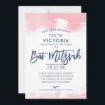 BAT MITZVAH INVITE hand lettered pink watercolor<br><div class="desc">by kat massard >>> kat@simplysweetPAPERIE.com <<< A super cool & modern invitation design for your daughter's BAT MITZVAH TIP :: 1. To change/move graphics & fonts and add more text - hit the "customise it" button. - - - - - - - - - - - - - - -...</div>
