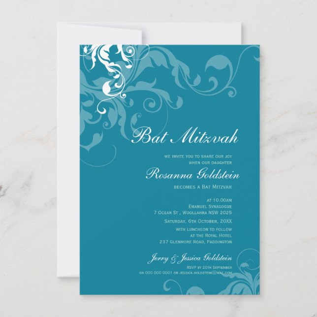 BAT MITZVAH INVITES :: bella (Front)