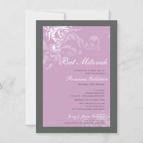 BAT MITZVAH INVITES :: bella 1P