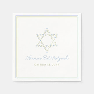 Bat Mitzvah Jewish Star of David Elegant Floral Napkins