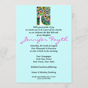 Bat Mitzvah - Judaica Hamsa Ivory Tree Of Life Invitation