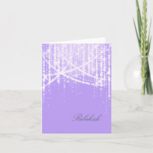 Bat Mitzvah Lavender Purple Sparkly Lights Thank You Card