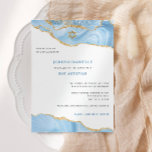 Bat Mitzvah, Light Blue and Gold Glitter Agate  Invitation<br><div class="desc">This modern design features a beautiful agate border and your custom text.  Use the template form to add your text.  The advanced editing menus,  accessed by choosing "customize further",  will allow you to change the fonts,  colors and layout.</div>