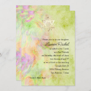 Bat Mitzvah Lime Green Tie Dye Invitation