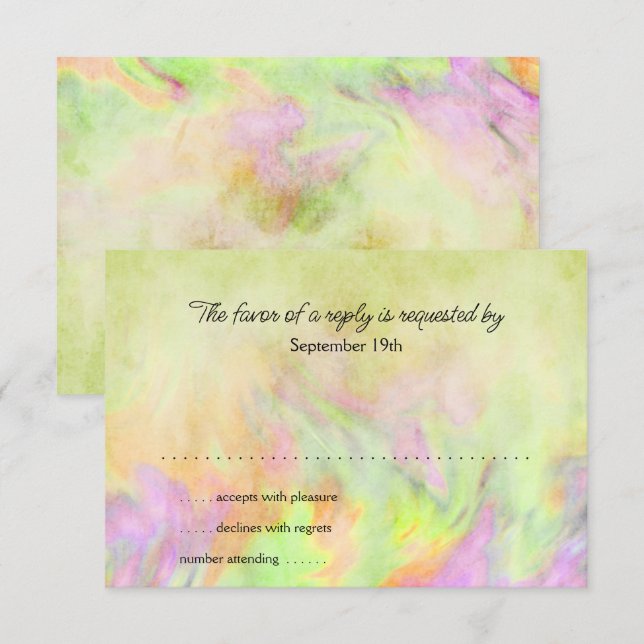 Bat Mitzvah Lime Green Tie Dye RSVP Card (Front/Back)