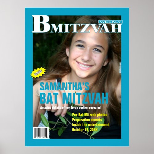 Bat Mitzvah Magazine Poster Teal