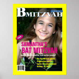 Bat Mitzvah Magazine Poster Yellow Pink