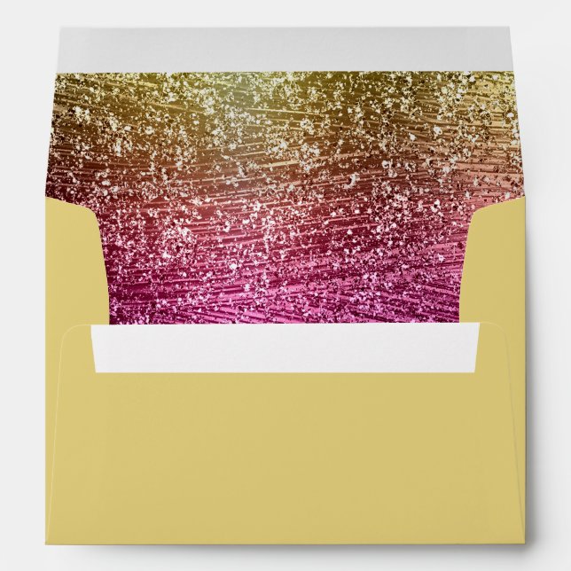 Bat Mitzvah Magenta Pink and Gold Glittery Envelope (Back (Bottom))