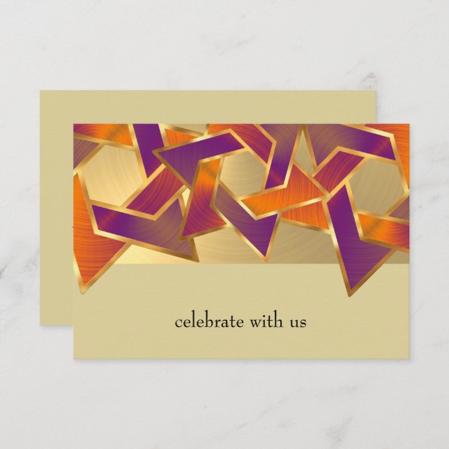 Bat Mitzvah Metallic Look Star of David RSVP Invitation (Front/Back)