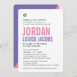 BAT MITZVAH modern basic bold colorful pink purple Invitation<br><div class="desc">by kat massard >>> kat@simplysweetPAPERIE.com <<< CONTACT ME for custom wording or to add any lines in Hebrew Love the design, but would like to see some changes - another color scheme, product, add a photo or adapted for a different occasion - no worries simply contact me - I am...</div>