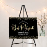 Bat Mitzvah Modern Black Gold Script Glam Welcome Foam Board<br><div class="desc">Proudly welcome every guest of your daughter’s Bat Mitzvah party! Display this stunning, modern, stylish, personalized foam core poster board to add to her special day. Sparkly gold faux foil handwritten script, a Star of David and tiny confetti glitter dots, with bold, white sans serif typography, overlay a dramatic, sophisticated...</div>