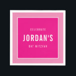 BAT MITZVAH modern bold block pretty pink Napkins<br><div class="desc">by kat massard >>> WWW.SIMPLYSWEETPAPERIE.COM <<<</div>