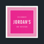 BAT MITZVAH modern bold block pretty pink Napkins<br><div class="desc">by kat massard >>> WWW.SIMPLYSWEETPAPERIE.COM <<<</div>