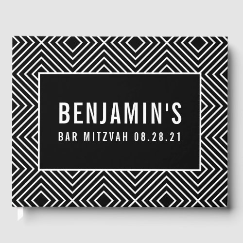 BAT MITZVAH modern bold geometric pattern black