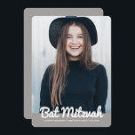 Bat Mitzvah Modern Custom Photo Invitation<br><div class="desc">This design is composed of playful cursive script countered by simple san serif typography. This design is modern and simple. Add photo image.

Available here:
http://www.zazzle.com/store/selectpartysupplies</div>