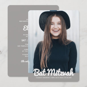 Bat Mitzvah Modern Custom Photo Invitation