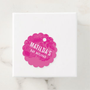 BAT MITZVAH modern elegant floral pretty pink Favor Tags