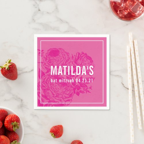 BAT MITZVAH modern elegant floral pretty pink
