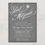 BAT MITZVAH modern elegant script hollywood gray Invitation<br><div class="desc">by kat massard >>> kat@simplysweetPAPERIE.com <<< CONTACT ME for custom wording or to add any lines in Hebrew Love the design, but would like to see some changes - another color scheme, product, add a photo or adapted for a different occasion - no worries simply contact me - I am...</div>