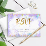 Bat Mitzvah modern gold foil purple watercolor RSVP Card<br><div class="desc">Be proud, rejoice and showcase this milestone of your favorite Bat Mitzvah! Include this stunning, modern, sparkly gold faux foil and glitter dots and typography script against a soft purple watercolor background, personalized RSVP insert card for your event. Personalize the custom text with the “reply by” date. Guaranteed to add...</div>