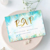 Bat Mitzvah modern gold foil turquoise watercolor
