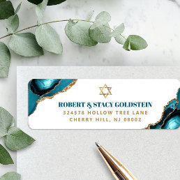 Bat Mitzvah Modern Gold Turquoise Agate Address Label