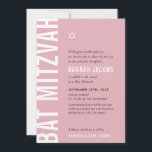 BAT MITZVAH modern minimal bold girl dusky pink Invitation<br><div class="desc">by kat massard >>> kat@simplysweetPAPERIE.com <<< CONTACT ME for custom wording or to add any lines in Hebrew Love the design, but would like to see some changes - another color scheme, product, add a photo or adapted for a different occasion - no worries simply contact me - I am...</div>