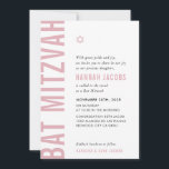 BAT MITZVAH modern minimal bold girl dusky pink Invitation<br><div class="desc">by kat massard >>> kat@simplysweetPAPERIE.com <<< CONTACT ME for custom wording or to add any lines in Hebrew Love the design, but would like to see some changes - another color scheme, product, add a photo or adapted for a different occasion - no worries simply contact me - I am...</div>