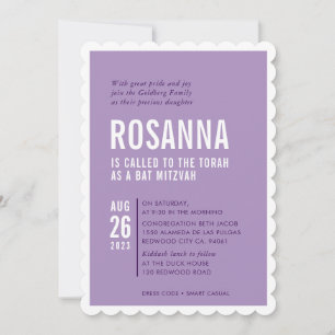 BAT MITZVAH modern minimal design purple Invitation