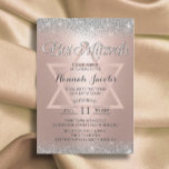 Bat Mitzvah Modern Rose Gold & Silver Glitter Invitation<br><div class="desc">Bat Mitzvah Modern Rose Gold Silver Glitter Invitations.</div>