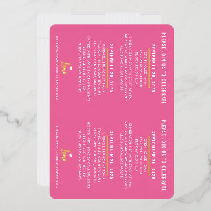 BAT MITZVAH modern script pretty pink gold Foil Invitation