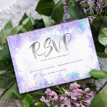 Bat Mitzvah modern silver foil purple watercolor RSVP Card<br><div class="desc">Be proud, rejoice and showcase this milestone of your favorite Bat Mitzvah! Include this stunning, modern, sparkly silver faux foil and glitter dots and handwritten calligraphy script against a soft purple watercolor background, personalized RSVP insert card for your event. Personalize the custom text with the “reply by” date. Guaranteed to...</div>