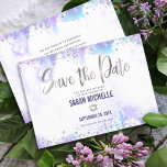 Bat Mitzvah Modern Silver Script Purple Watercolor Save The Date<br><div class="desc">Make sure all your friends and relatives will be able to celebrate your daughter’s milestone Bat Mitzvah! Send out this stunning, modern, sparkly silver faux foil and glitter dots and handwritten script against a soft purple watercolor background, personalized “Save the Date” announcement card. Your custom message and additional faux silver...</div>