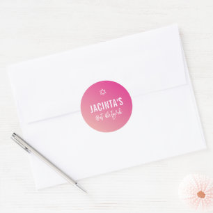 BAT MITZVAH modern star bright pink gradient Classic Round Sticker