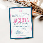 BAT MITZVAH modern star girl blue pink simple Invitation<br><div class="desc">by kat massard >>> kat@simplysweetPAPERIE.com <<< CONTACT ME for custom wording or to add any lines in Hebrew Love the design, but would like to see some changes - another color scheme, product, add a photo or adapted for a different occasion - no worries simply contact me - I am...</div>