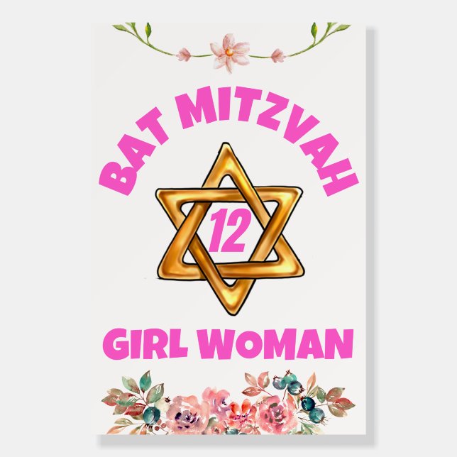 Bat Mitzvah Modern Star of David Acrylic Print Foam Board (Front)