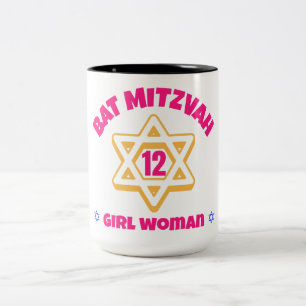 Bat Mitzvah Modern Star of David  Two-Tone Coffee Mug