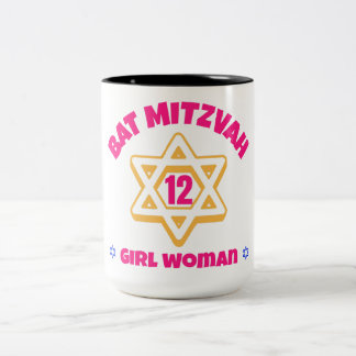 Bat Mitzvah Modern Star of David Two-Tone Coffee Mug