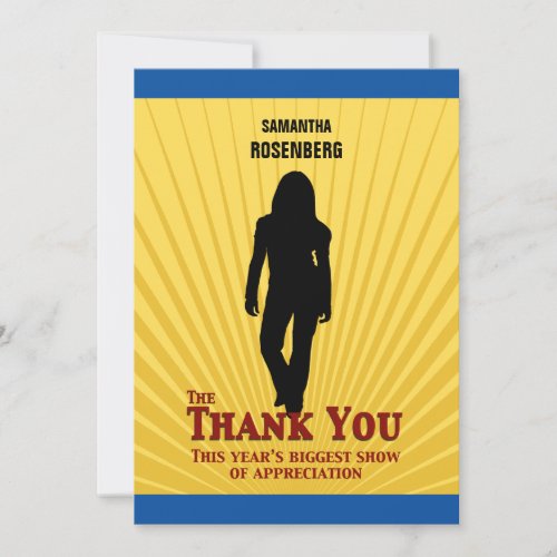 Bat Mitzvah Movie Star Thank You Card Yellow Blue