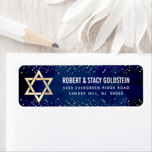 Bat Mitzvah Navy Gold Glitter Bold Return Address Label