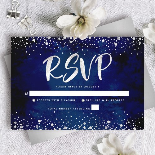 Bat Mitzvah Navy Silver Glitter Script Watercolor