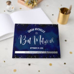 Bat Mitzvah Navy Watercolor Bold Real Silver Foil Foil Guest Book<br><div class="desc">Let your favorite Bat Mitzvah be proud, rejoice and celebrate her milestone with this stunning keepsake scrapbook real silver foil guestbook. On the front, stunning, modern, sparkly silver foil handwritten script, Star of David and tiny dots overlay a dramatic navy blue watercolor background. The customizable spine is real silver foil....</div>