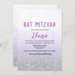 Bat Mitzvah Ombre Lavender Invitation<br><div class="desc">Bat Mitzvah Ombre Lavender Watercolor Faux Silver Glitter Invitation</div>