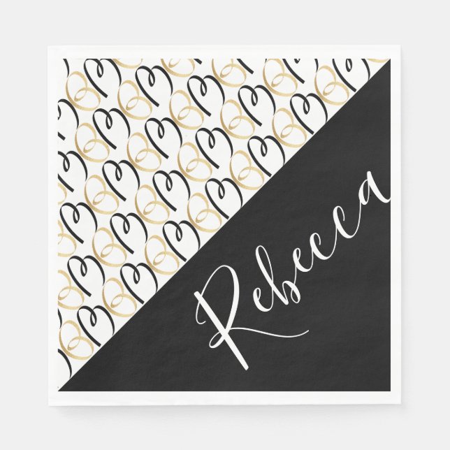 Bat Mitzvah or Bar Mitzvah Gold and Black Napkins (Front)